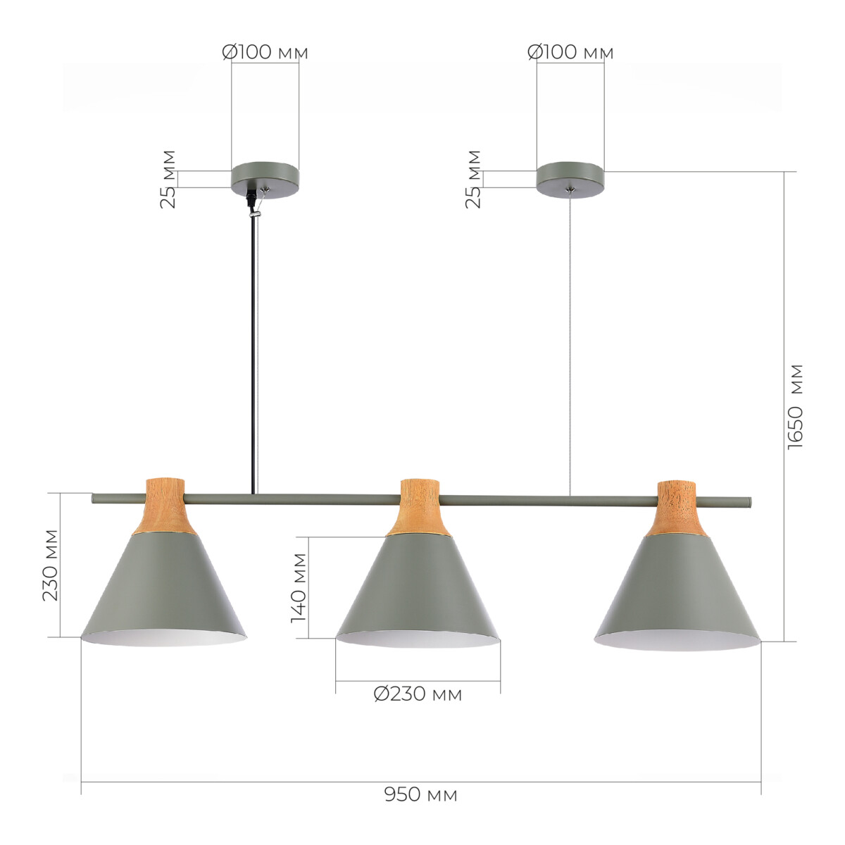 SLE125113-03 Светильник подвесной Серый/Серый, Светлое дерево E27 3*60W MODICA — изображение 7