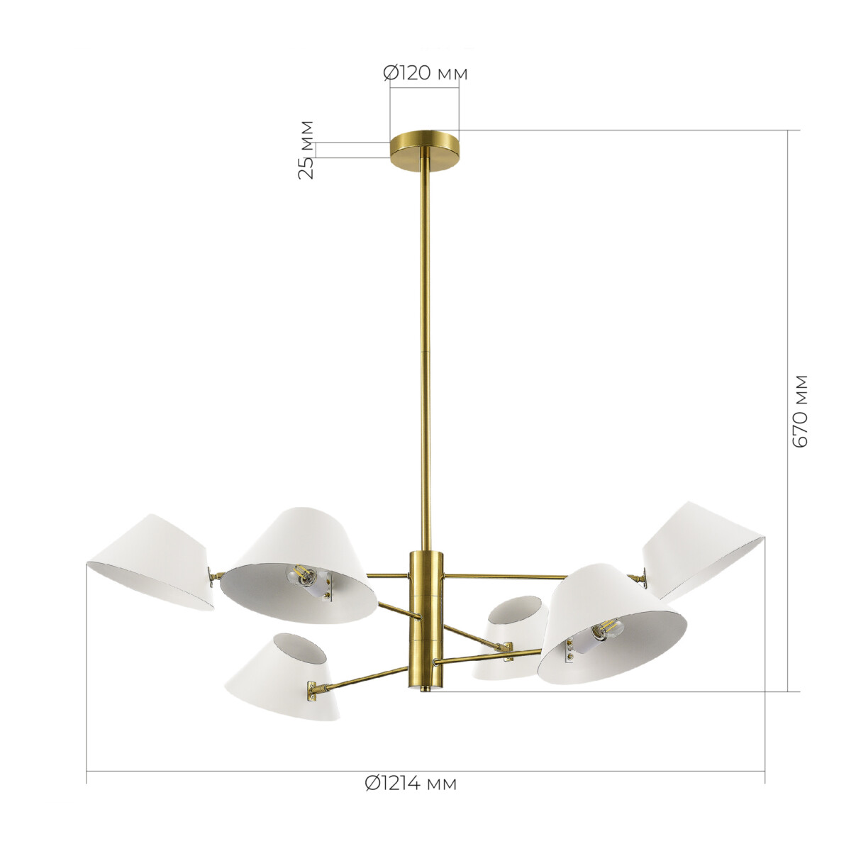 SLE1253-353-06 Светильник подвесной Латунь/Белый E14 6*60W NORBI — изображение 5
