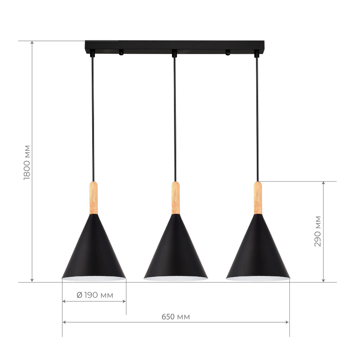 SLE1255-403-03_01G SLE1255-403-03 Светильник подвесной Черный/Черный E27 3*40W ARKET — изображение 1