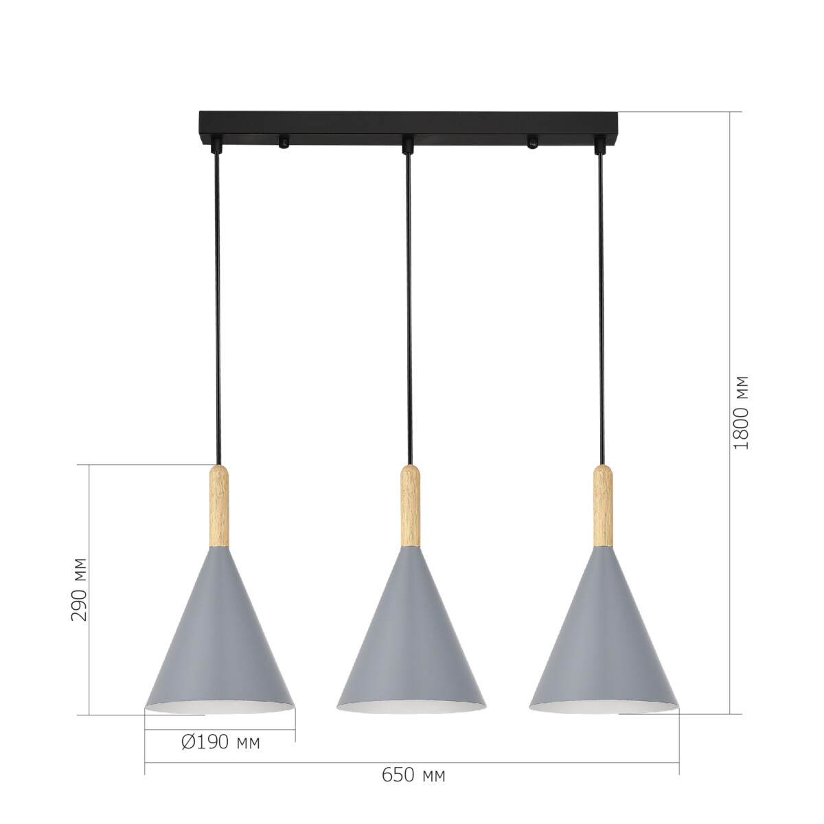 SLE1255-413-03 Светильник подвесной Черный/Серый E27 3*40W ARKET — изображение 6