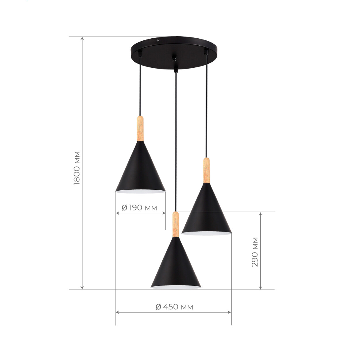 SLE1255-423-03_01G SLE1255-423-03 Светильник подвесной Черный/Черный E27 3*40W ARKET — изображение 1
