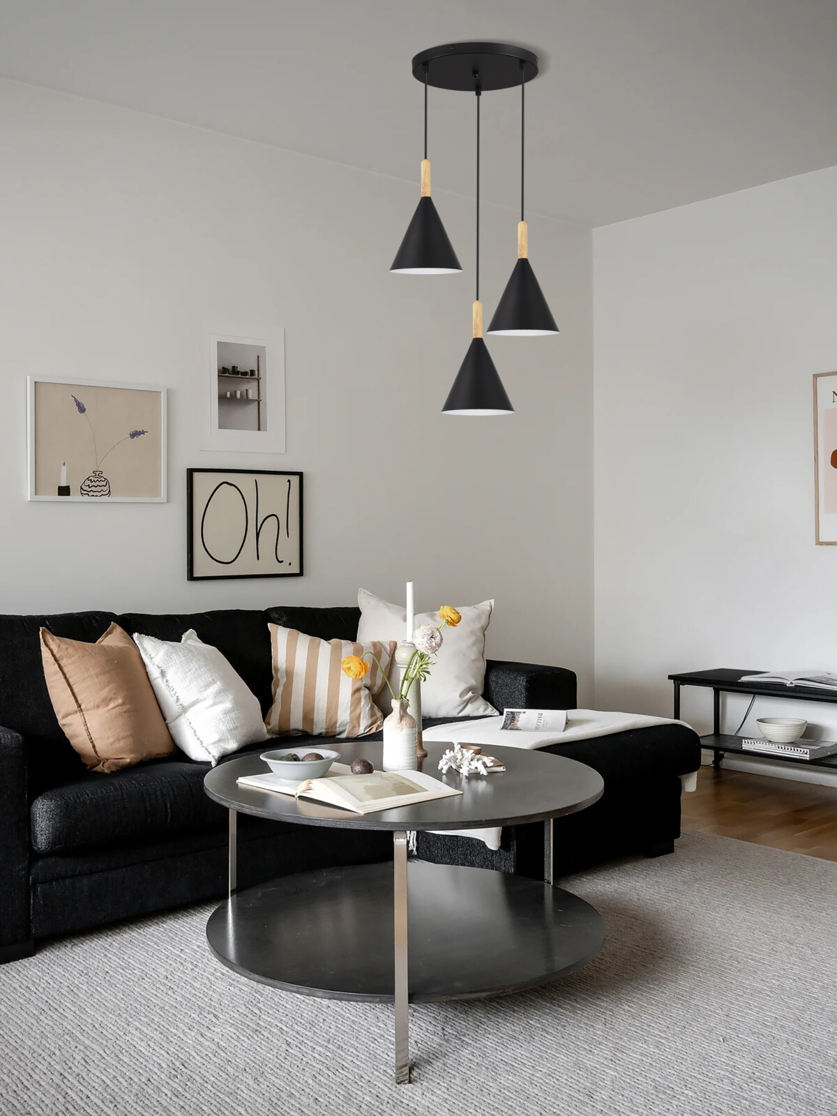 SLE1255-423-03 Светильник подвесной Черный/Черный E27 3*40W ARKET — изображение 3