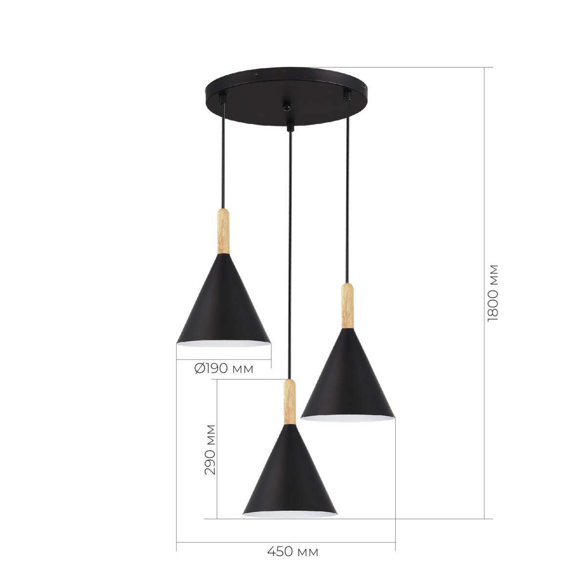 SLE1255-423-03 Светильник подвесной Черный/Черный E27 3*40W ARKET — изображение 6