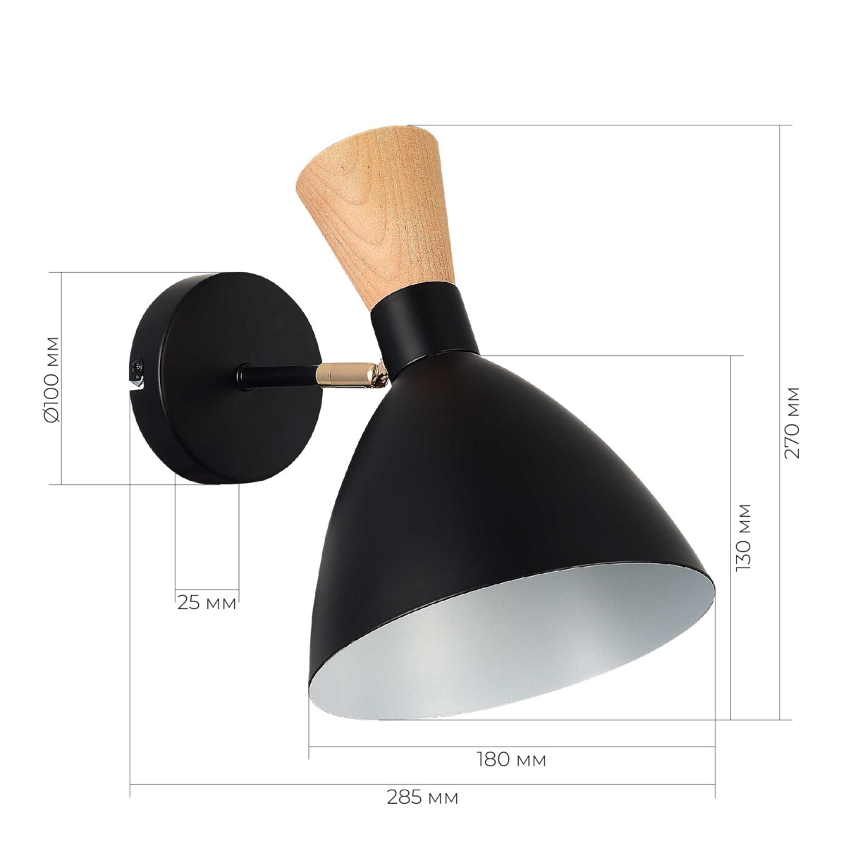 SLE1256-401-01 Светильник настенный Черный/Черный, Светлое дерево, Золотистый E14 1*40W VISTA — изображение 3