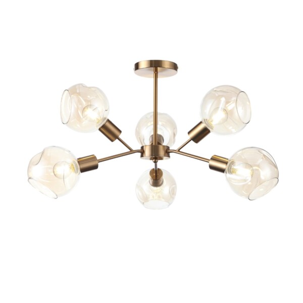 Уценка SLE155302-06 Светильник потолочный Античная медь/Янтарный E14 6*60W GENTORE