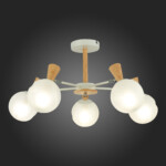 SLE220702-05 Светильник потолочный Белый, Светлое дерево/Белый E14 5*40W CATANIA — изображение 2