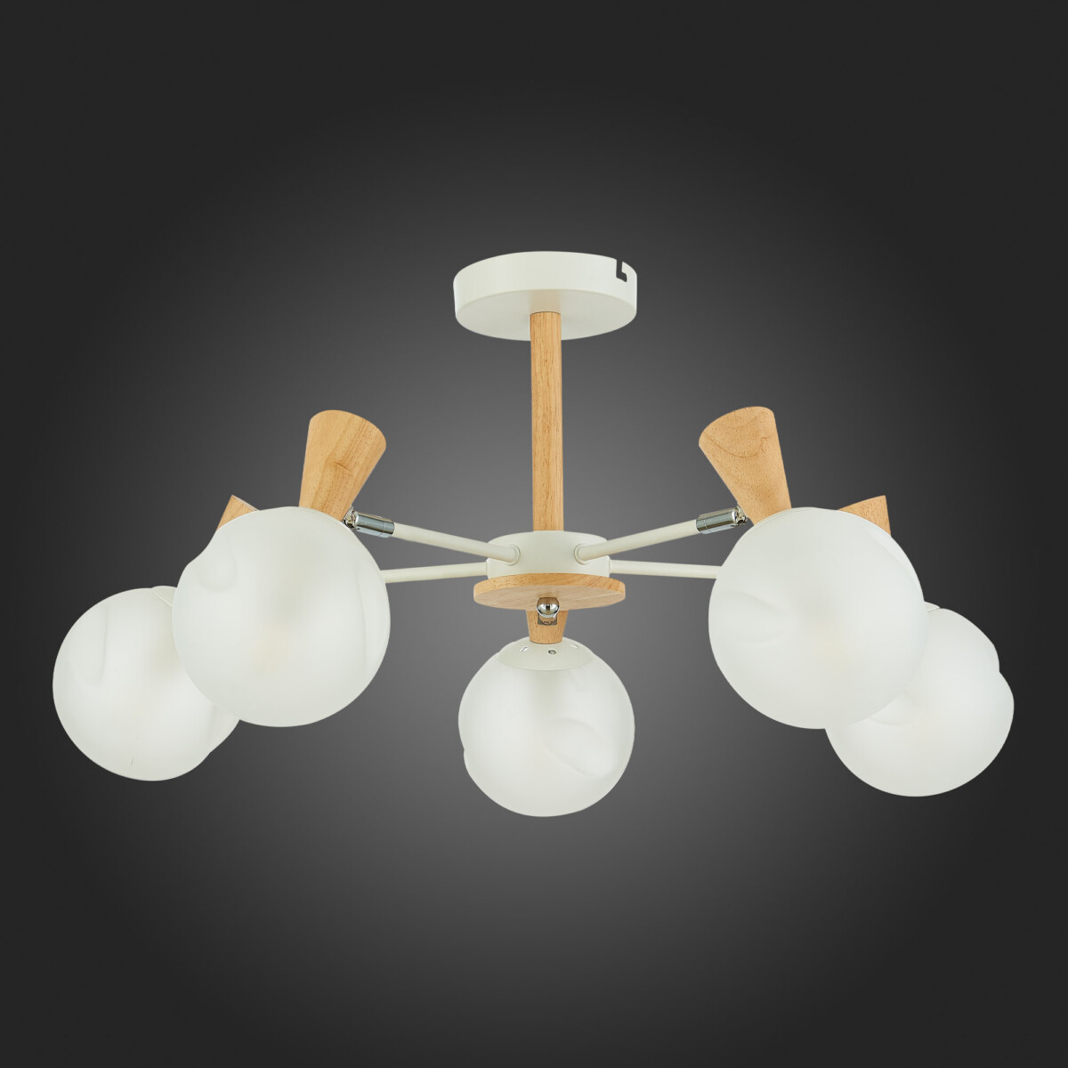 SLE220702-05 Светильник потолочный Белый, Светлое дерево/Белый E14 5*40W CATANIA — изображение 5