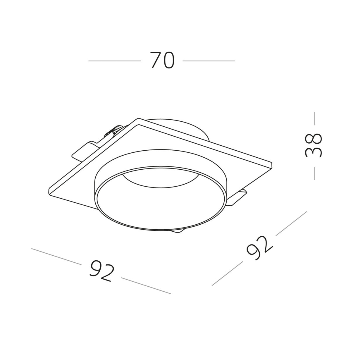 ST206.518.01 Св-к встр. Белый GU10 1*50W  L92xW92xH38 220V Без ламп Встраиваемые светильники — изображение 4