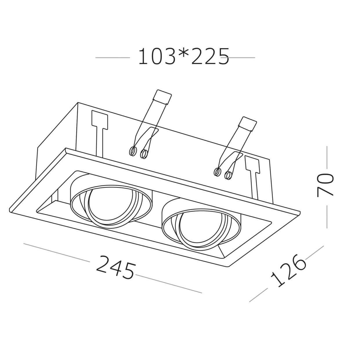 ST250.548.02 Св-к встр. Черный GU10 2*50W  L245xW126xH70 220V Без ламп Встраиваемые светильники — изображение 4
