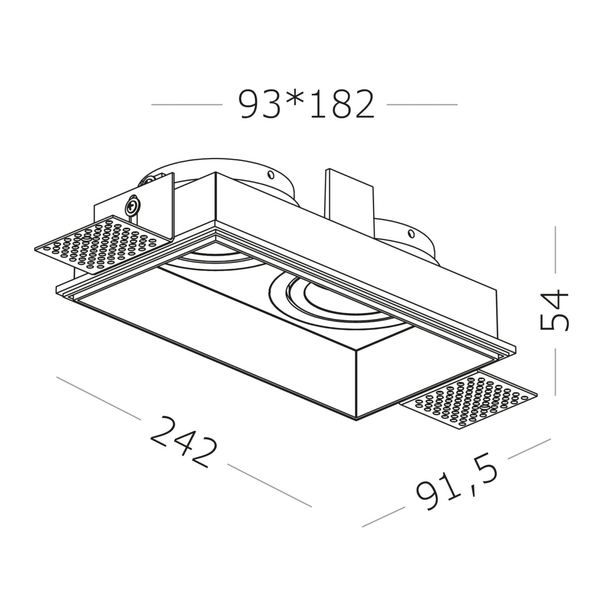 ST262.518.02_04W ST262.518.02 Св-к встр. Белый GU10 2*50W IP20 L91,5xW17,2xH5,2 220V Без ламп Встраиваемые светильники — изображение 2