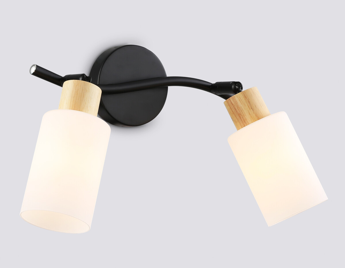 TR8721/2 BK/WD черный/дерево E14/2 max 60W 380*100*210 — изображение 1