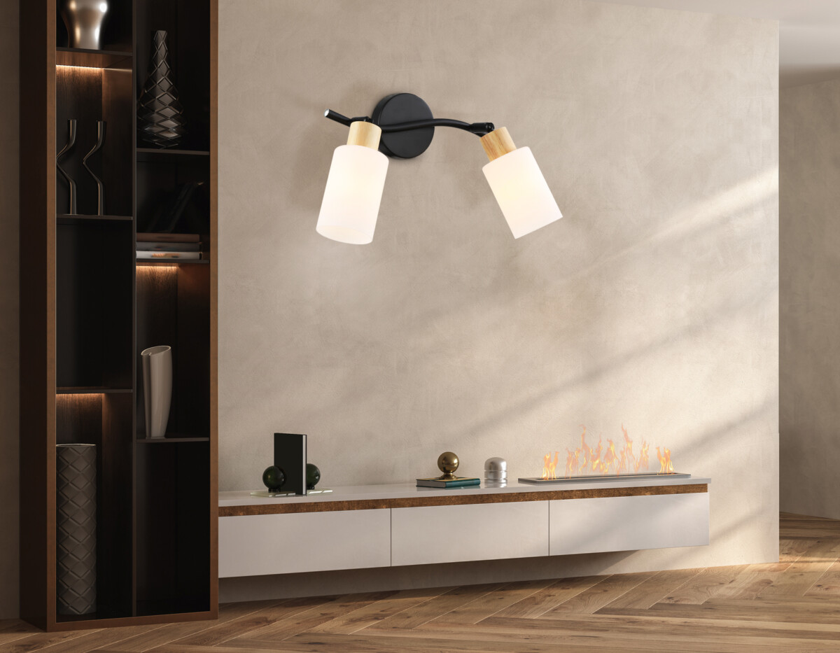 TR8721/2 BK/WD черный/дерево E14/2 max 60W 380*100*210 — изображение 5