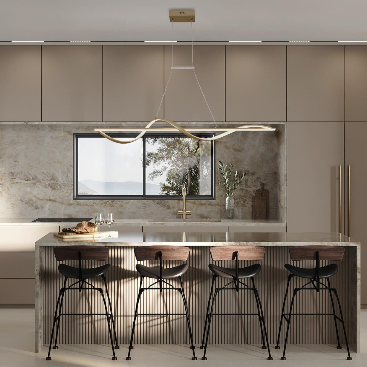 4181-2P, подвесная люстра, L1000xW180xH220/1000, LEDx34W + LEDx41W, 3938LM, 3000-6000K, included, remote control — изображение 4