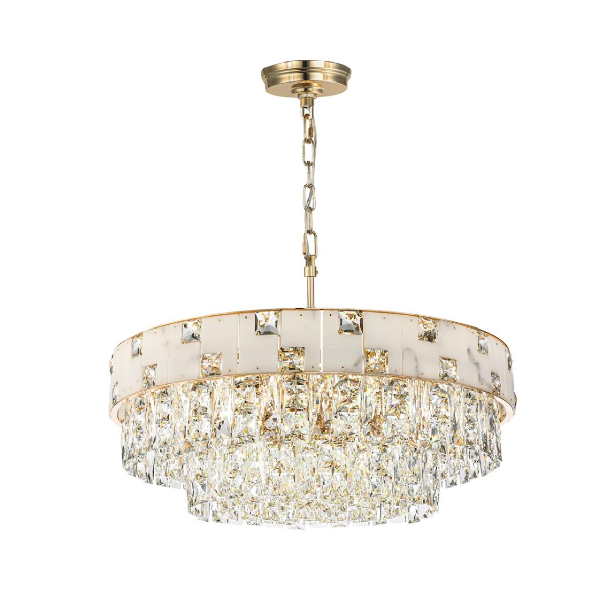 5076/12 HALL (В 2-х КОРОБКАХ) ODL24 599 золото/прозрачный/белый/металл/хрусталь/алебастр Люстра E14 12*40W CHESSI — изображение 2