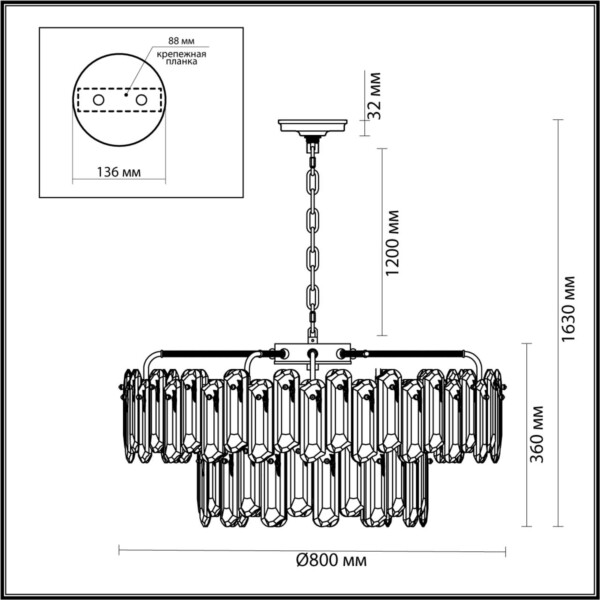 5069/22 HALL (В 2-х КОРОБКАХ) ODL24 603 золото/прозрачный/металл/хрусталь Люстра E14 22*40W BULLON