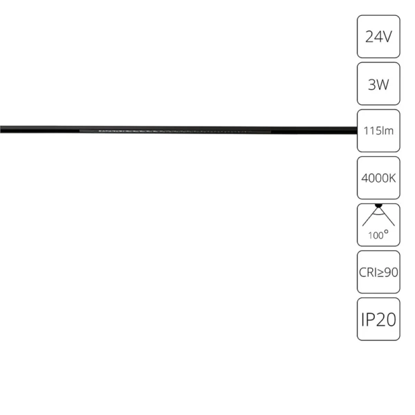A6229PL-1BK СВЕТИЛЬНИК ТРЕКОВЫЙ ДЛЯ МАГНИТНОГО ШИНОПРОВОДА PRESTO 24В 3Вт 115лм 4000К 90+ 100°