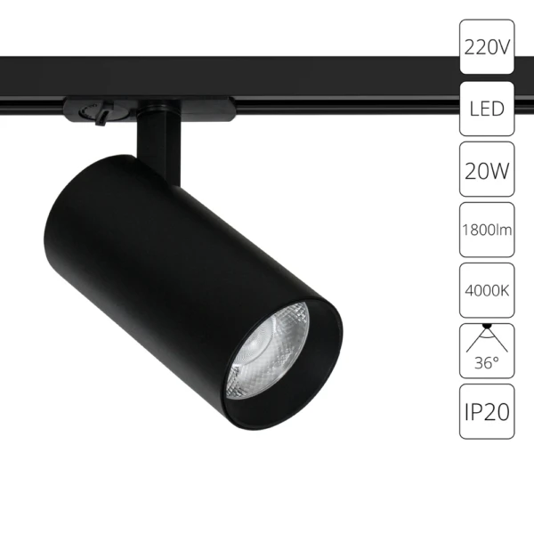 A1947PL-1BK СВЕТИЛЬНИК ПОТОЛОЧНЫЙ BENE 220В 20Вт 1800Лм 4000К 90+ 36°