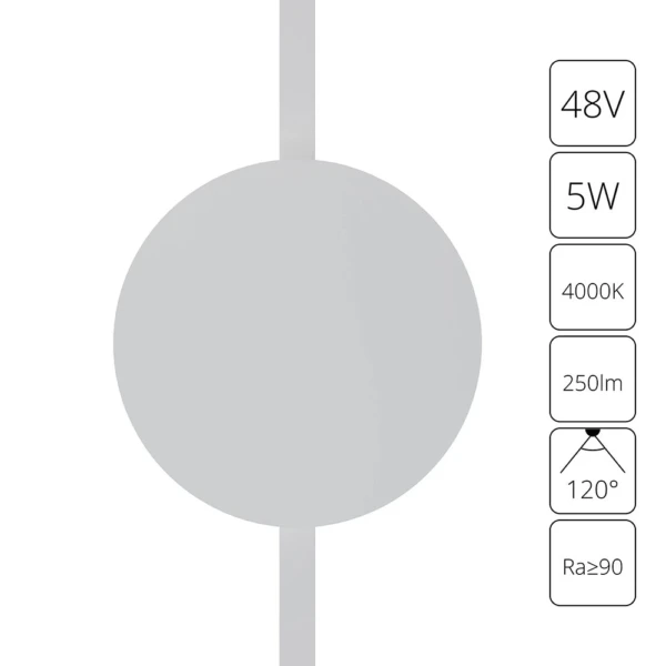 A6163PL-1WH СВЕТИЛЬНИК НАСТЕННЫЙ RAPID 48В 5Вт 250лм 4000К 90+ 120°