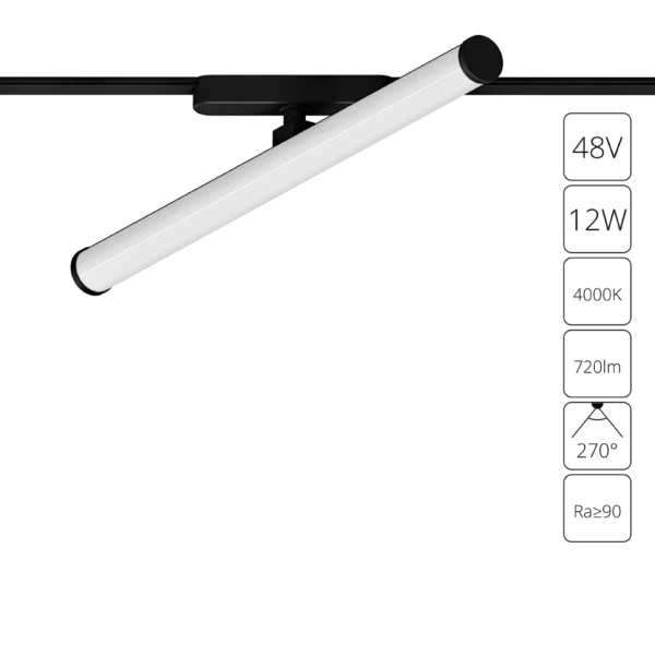 A6165PL-1BK СВЕТИЛЬНИК ПОТОЛОЧНЫЙ RAPID 48В 12Вт 720лм 4000К 90+ 270°