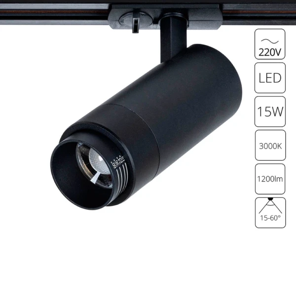 A3530PL-1BK СВЕТИЛЬНИК ПОТОЛОЧНЫЙ MERAK 220В 15Вт 1200Лм 3000К 90+ 15-60°