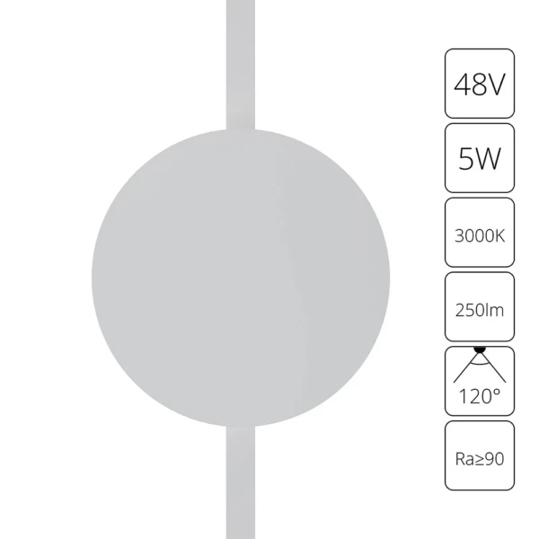 A1163PL-1WH СВЕТИЛЬНИК НАСТЕННЫЙ RAPID 48В 5Вт 250лм 3000К 90+ 120°