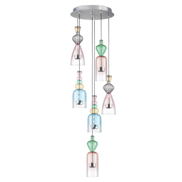 814069  2КОР! Люстра BELLE LED 6х8W 2400LM АЛЮМИНИЙ/МУЛЬТИКОЛОР 3000K