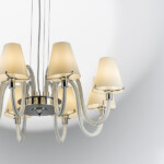 760086 Люстра подв. BIANCO 8х40W G9 ХРОМ БЕЛ. стекло - купить в интернет-магазине Светильники Торг