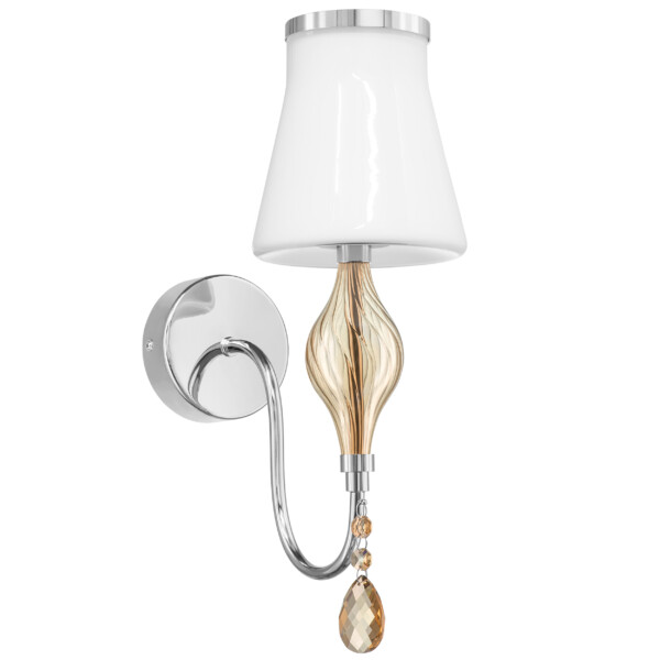 806610 Бра ESCICA 1х40W E14 БЕЛЫЙ/КОНЬЯК/ХРОМ