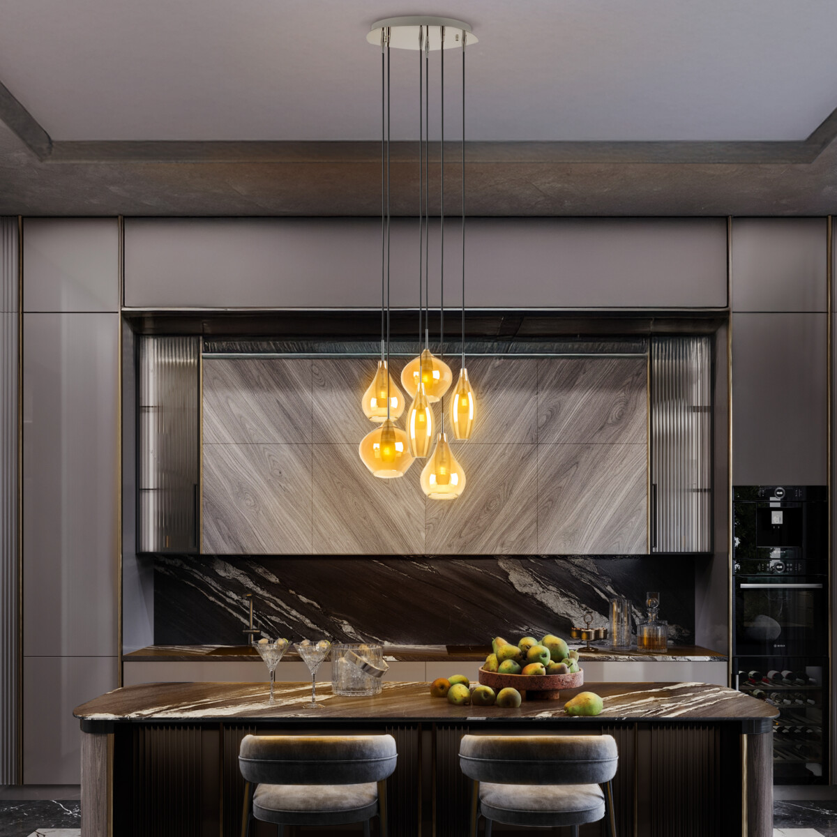 803063 Подвес PENTOLA 6х25W G9 ХРОМ/ЯНТАРЬ — изображение 14