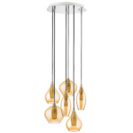 803063 Подвес PENTOLA 6х25W G9 ХРОМ/ЯНТАРЬ