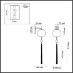 5432/1W MODERN ODL_EX25 089 золотой(под латунь)/стекло/кисточка/агат Бра E14 1*40W FIOLENT — изображение 3