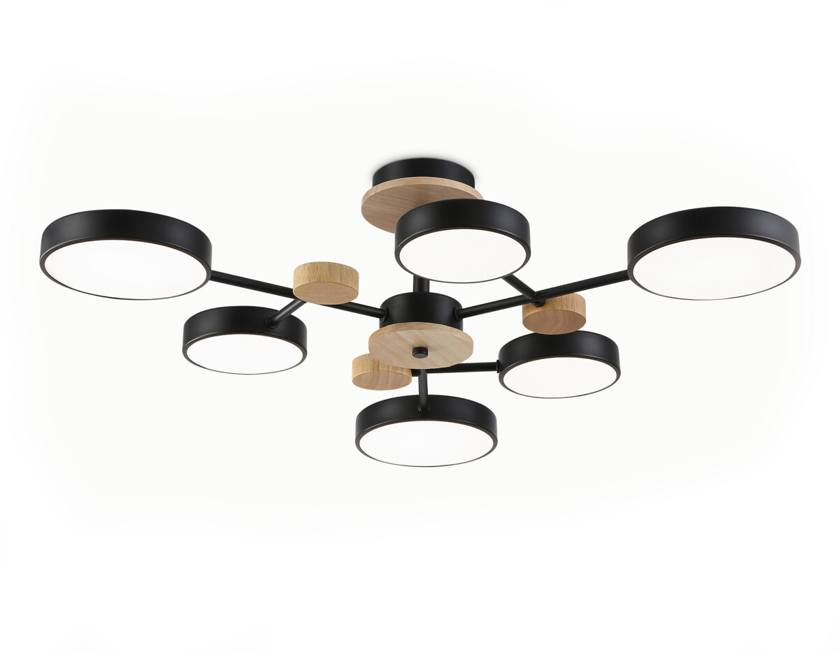 FL4863/6 BK/WD черный/дерево 90W 3000-6000K D750*180 (без ПДУ) — изображение 1