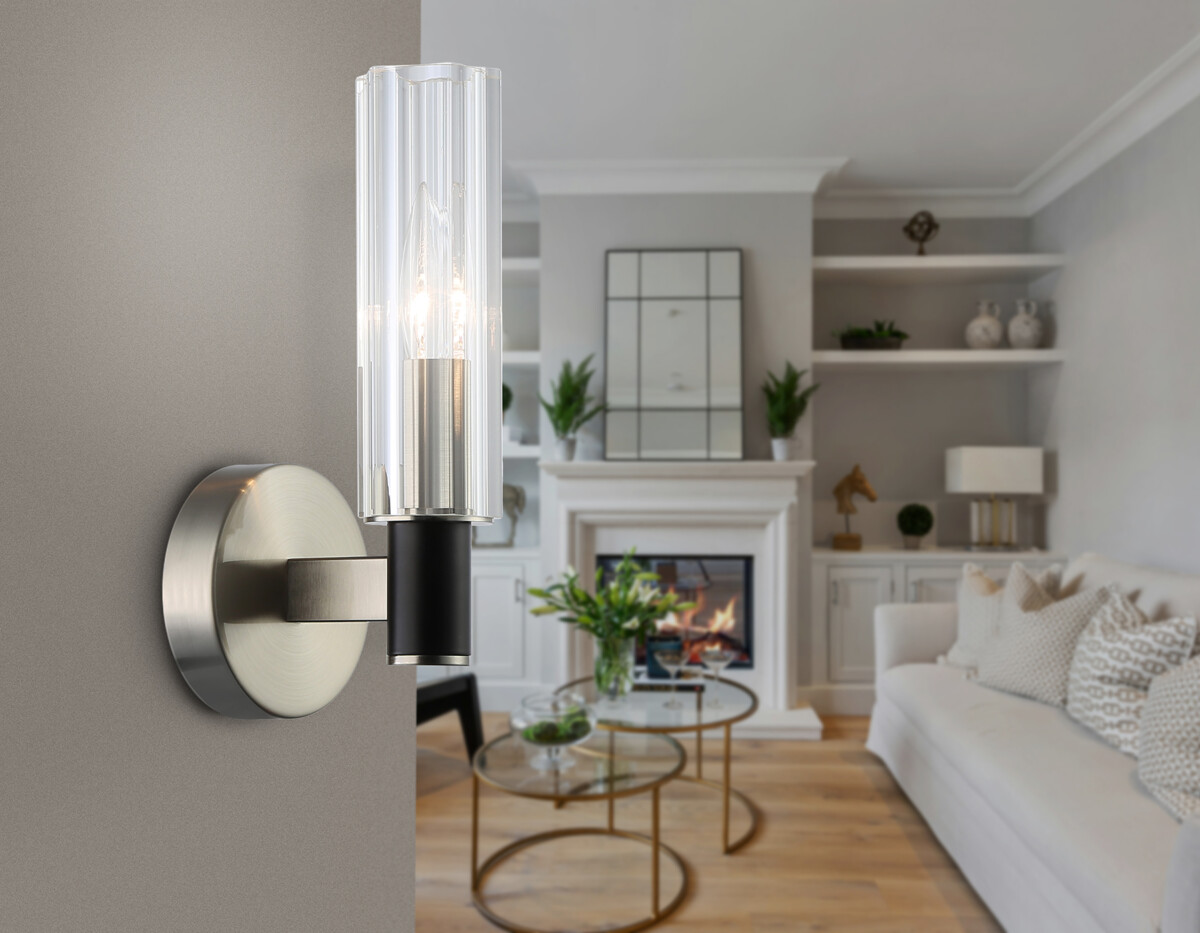 LH55507 SN/BK/CL сатин никель/черный/прозрачный E14 max 40W 120*100*250 — изображение 8