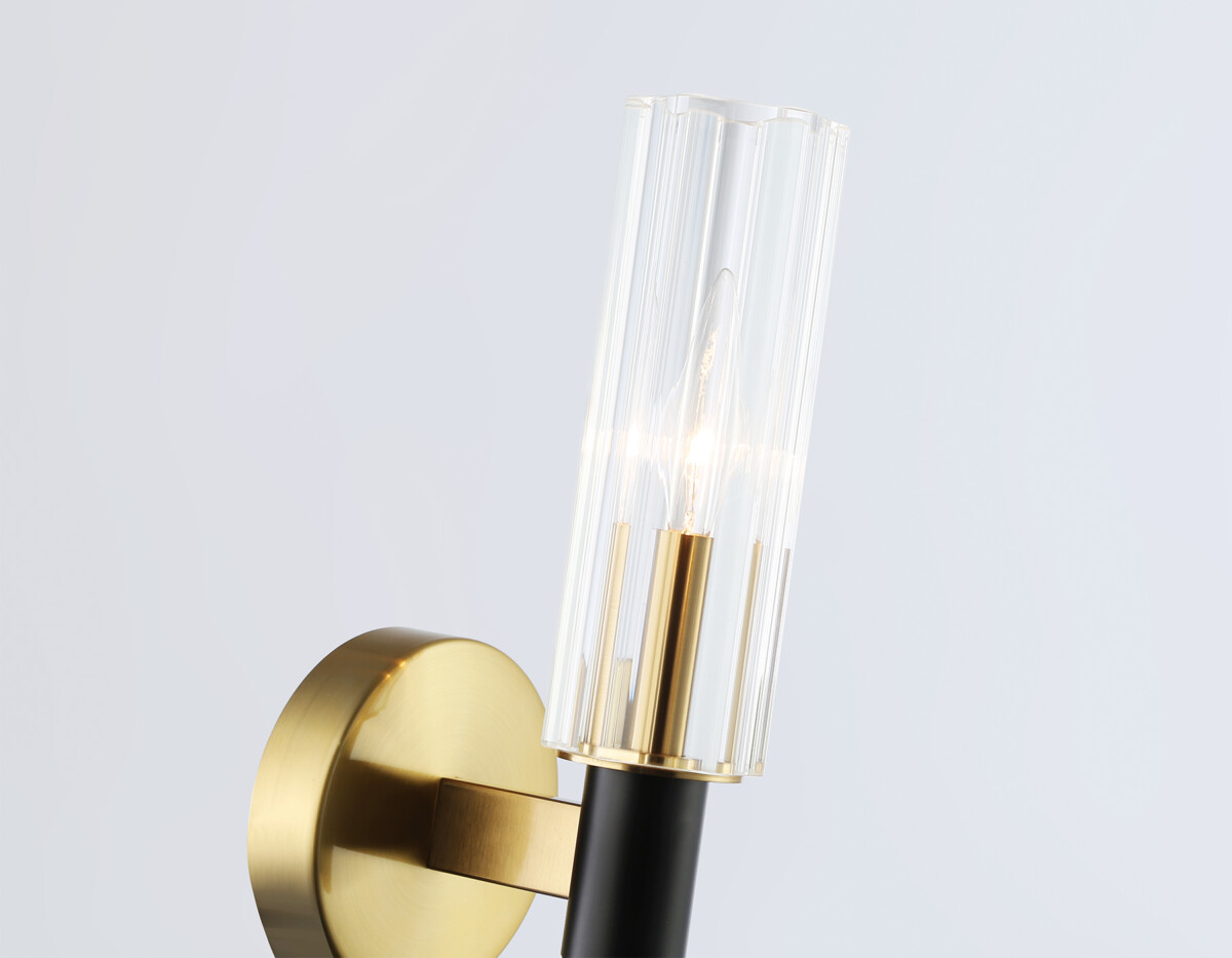 LH55517 BK/BS/CL черный/латунь/прозрачный E14 max 40W 120*100*250 — изображение 5