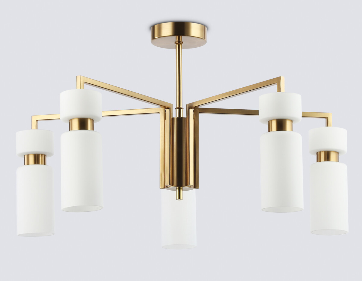 LH56124/5 BS/FR латунь/белый матовый E14*5 max 40W D605*350 — изображение 4