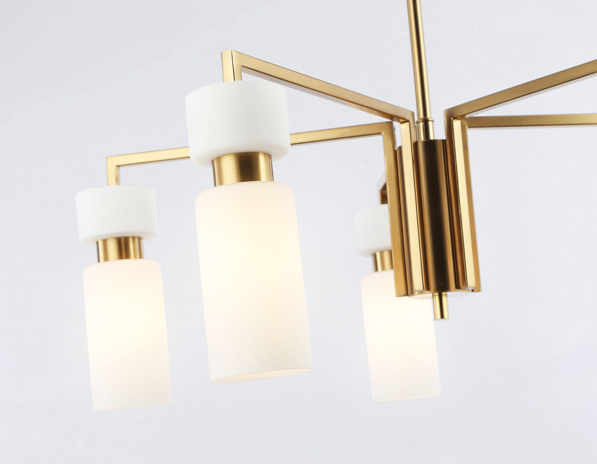 LH56124/5 BS/FR латунь/белый матовый E14*5 max 40W D605*350 — изображение 5