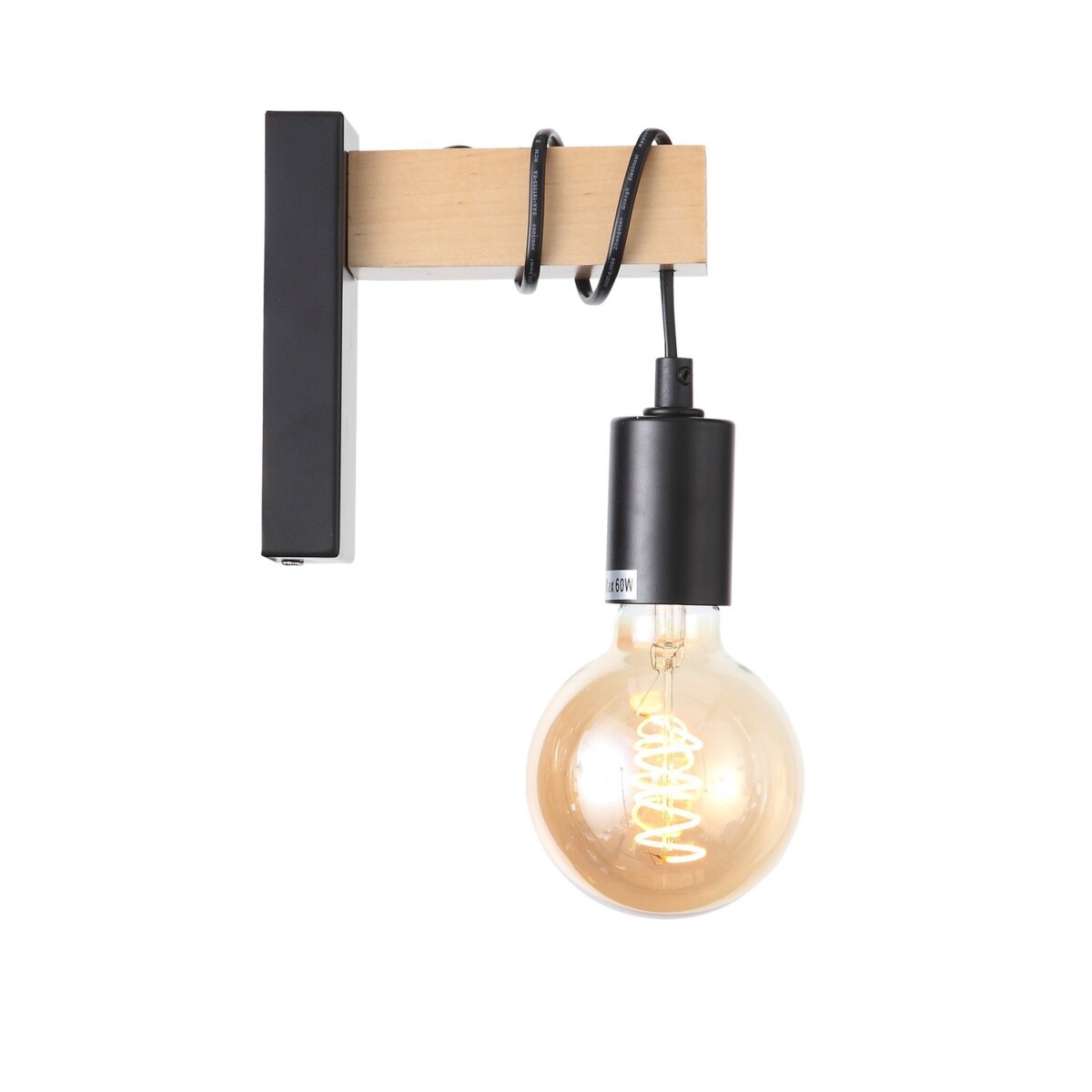 SL1142.401.01 Светильник настенный Черный, Светлое дерево E27 1*60W BAGETTI — изображение 2