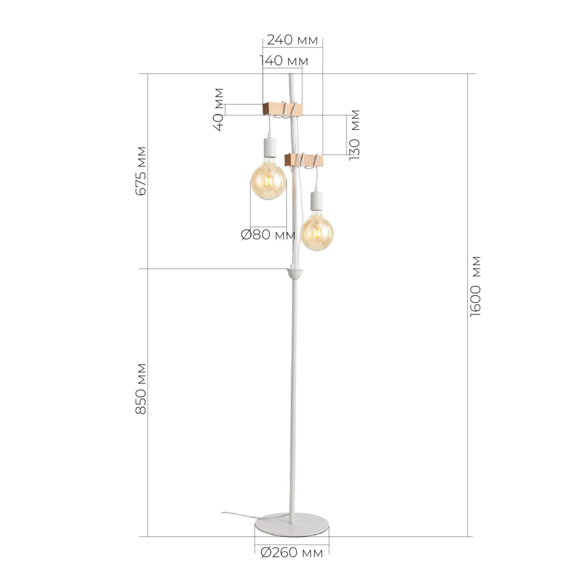 SL1142.505.01 Светильник напольный Белый, Светлое дерево E27 2*60W BAGETTI — изображение 4