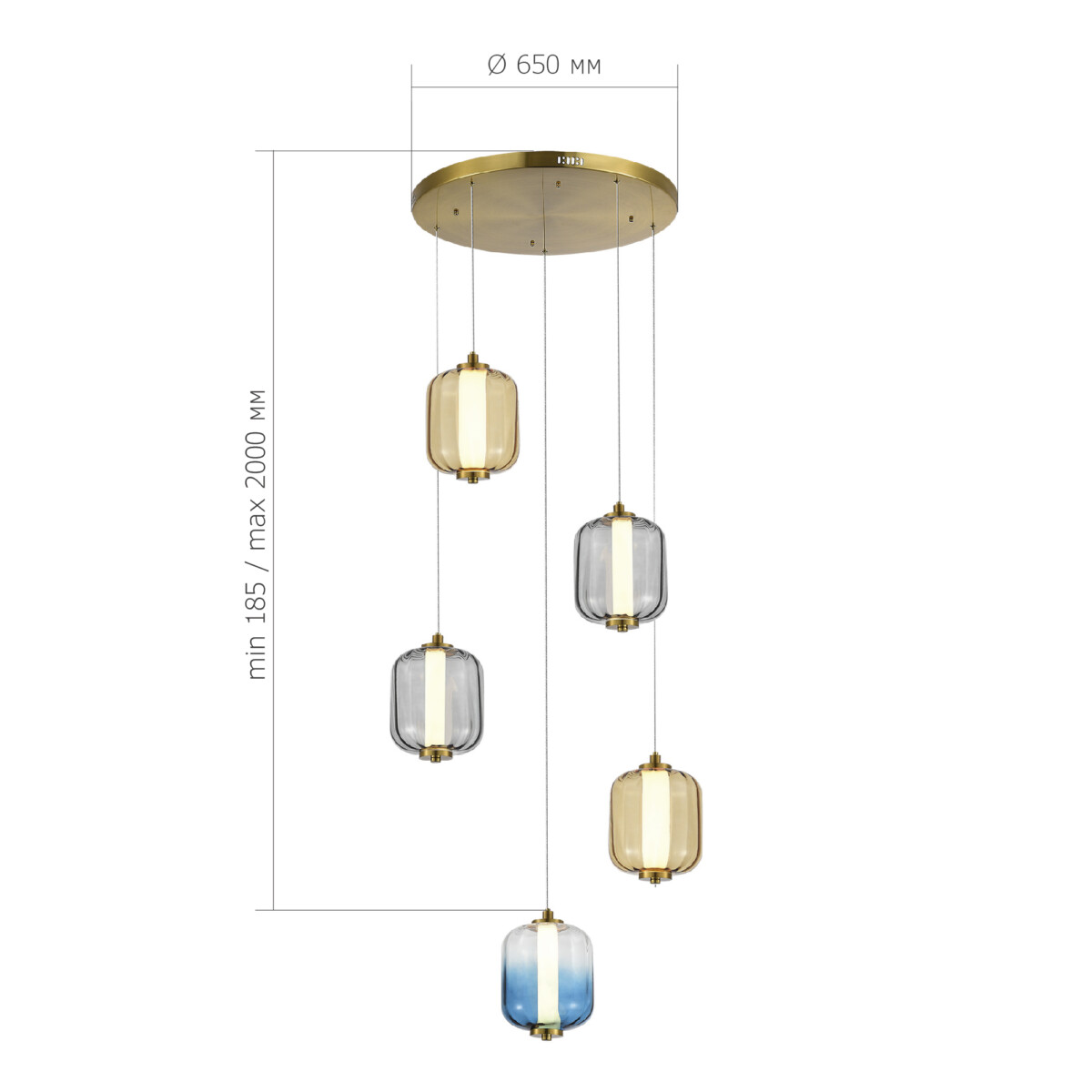 SL1193.303.05 Светильник подвесной ST-Luce Латунь/Янтарный,Дымчатый,Голубой LED 5*10W 3000K SUMMER — изображение 4
