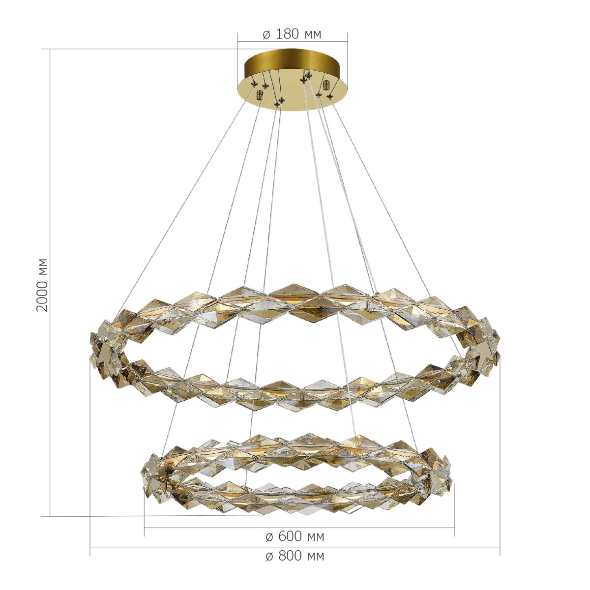 SL6009.203.02 Люстра подвесная ST-Luce Золотистый/Прозрачный,Янтарный LED 1*45W 3000K DIAMANTA — изображение 4