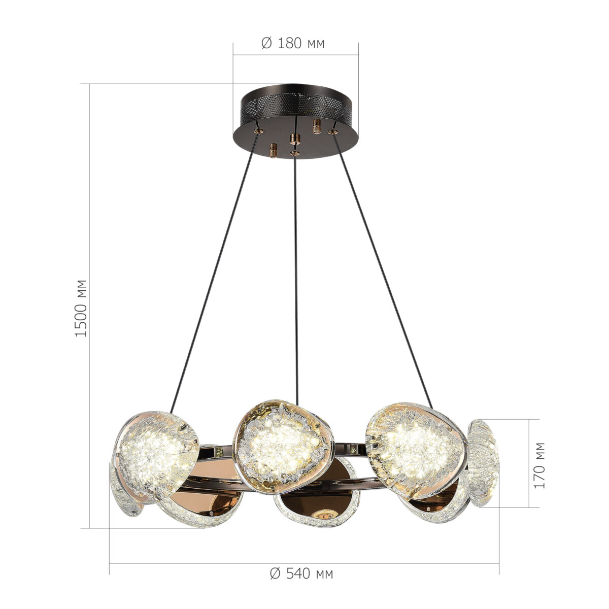 SL6018.203.64 Светильник подвесной ST-Luce черный/ золотистый / прозрачный LED 1*64W 4000K MYSTERY — изображение 4