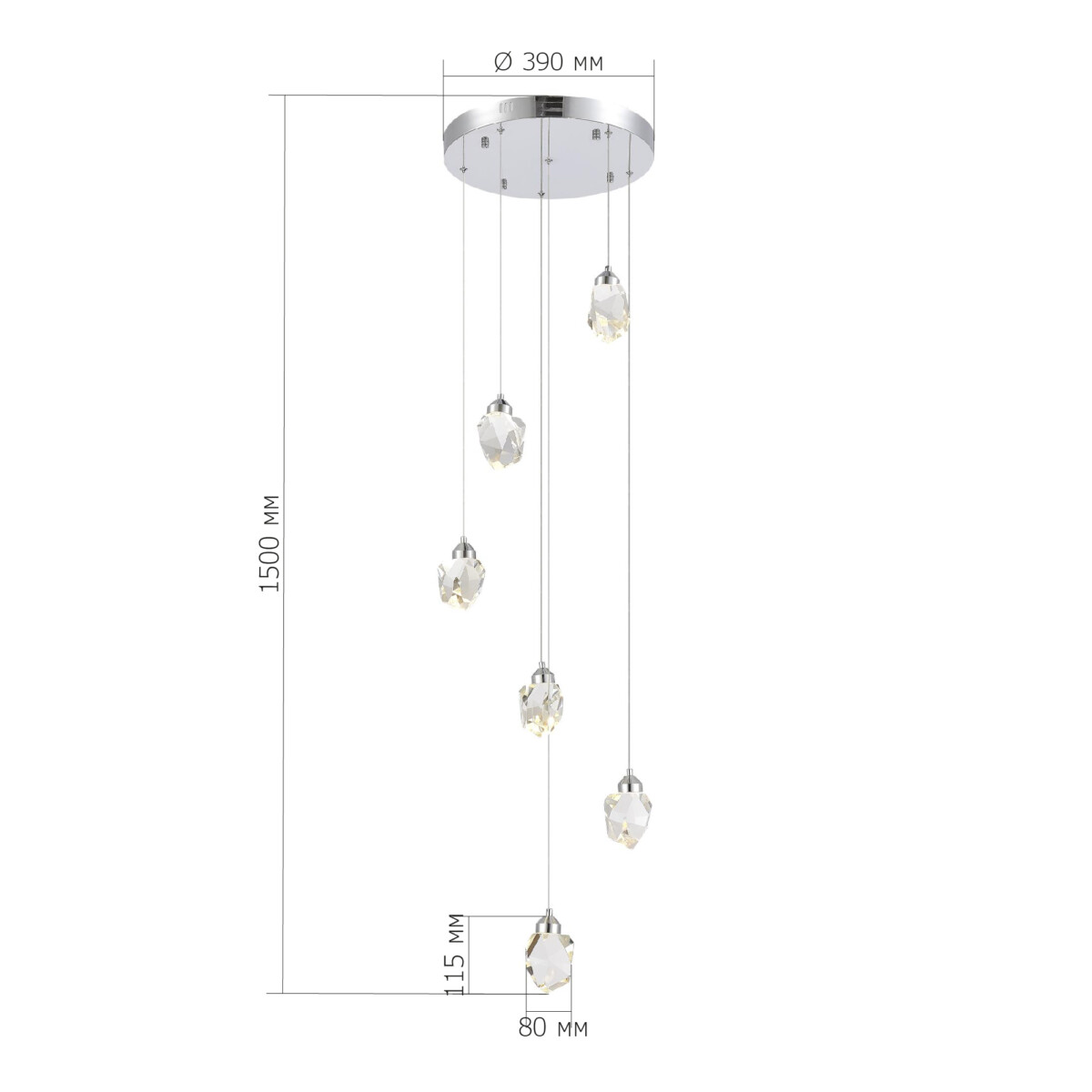 SL6114.103.06 Светильник подвесной ST-Luce Хром/Прозрачный LED 6*3W 3000K CASCATO — изображение 4