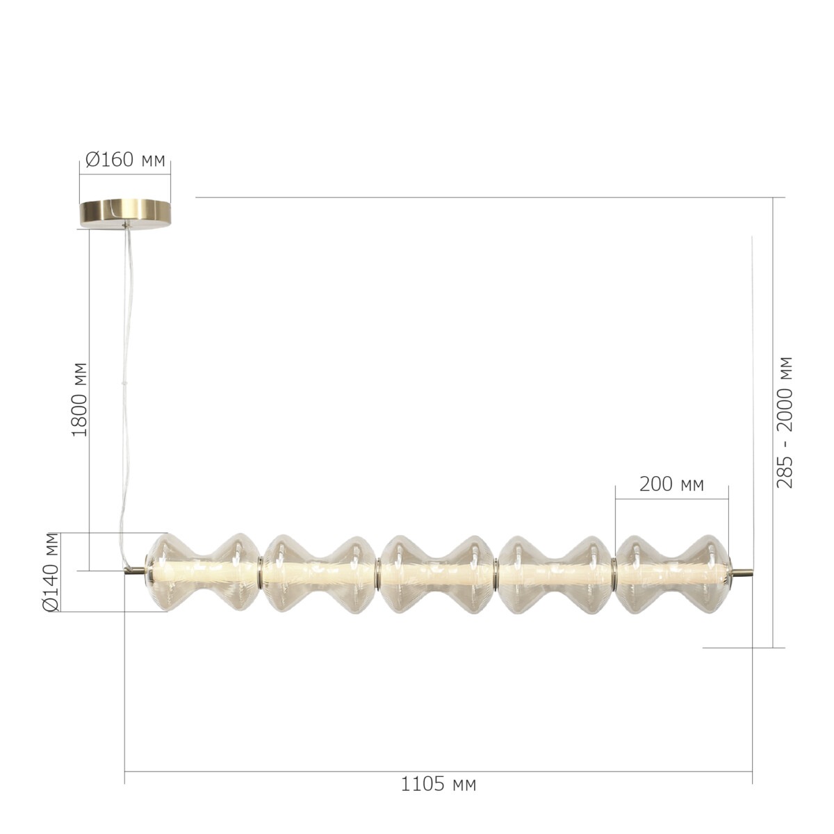 SL6136.243.01 Светильник подвесной ST-Luce золото/коньячный LED 1*28W 3000K SPINE — изображение 5