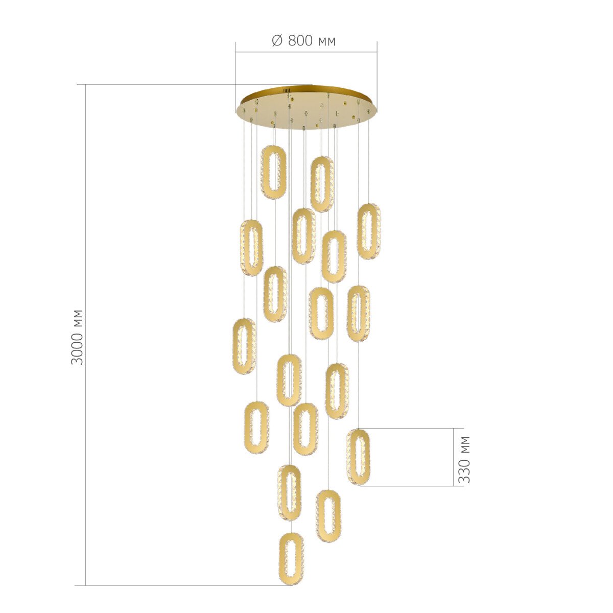 SL6506.203.18 Светильник подвесной ST-Luce Золотистый/Золотистый, Прозрачный LED 18*9W 3000K ALLUNGO — изображение 4
