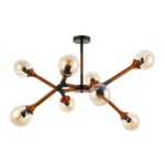 SLE109402-08 Светильник потолочный Черный, Темное дерево/Прозрачный, Янтарный E27 8*60W RAQUEL — изображение 2