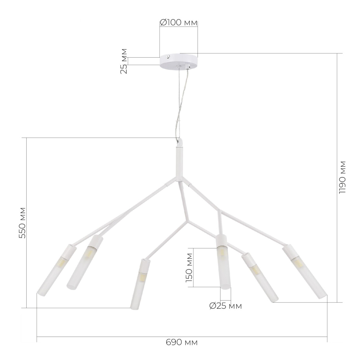 SLE1129-503-06 Светильник подвесной Белый/Белый G9 6*5W KAITO — изображение 4