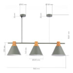 SLE125113-03 Светильник подвесной Серый/Серый, Светлое дерево E27 3*60W MODICA — изображение 5