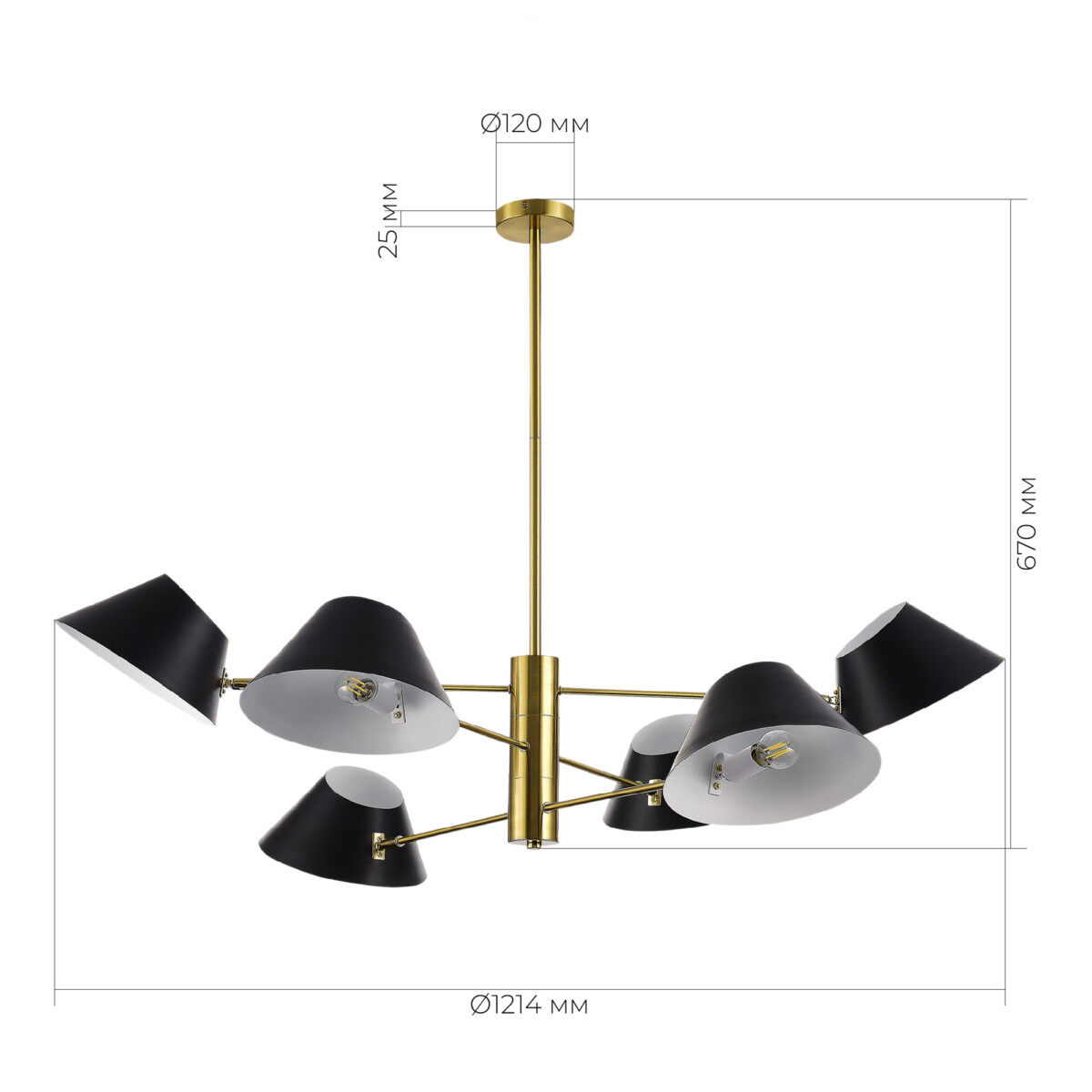 SLE1253-343-06 Светильник подвесной Латунь/Черный, Белый E14 6*60W NORBI — изображение 5