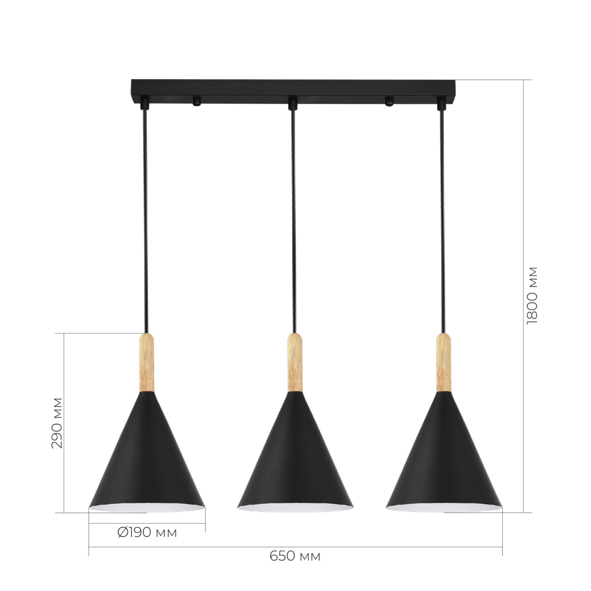 SLE1255-403-03 Светильник подвесной Черный/Черный E27 3*40W ARKET — изображение 4