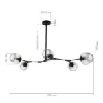 SLE154843-05 Светильник подвесной Черный/Дымчатый E27 5*40W RAMETTO — изображение 3